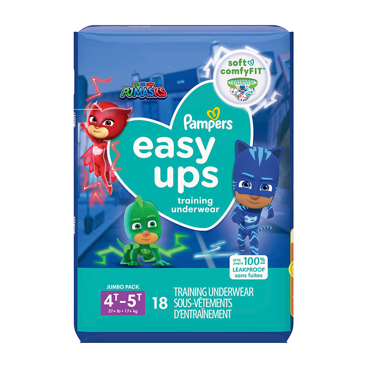 Pampers Easy Ups Training Underwear Boys 4T 5T Pack Of 3, 18 Ea