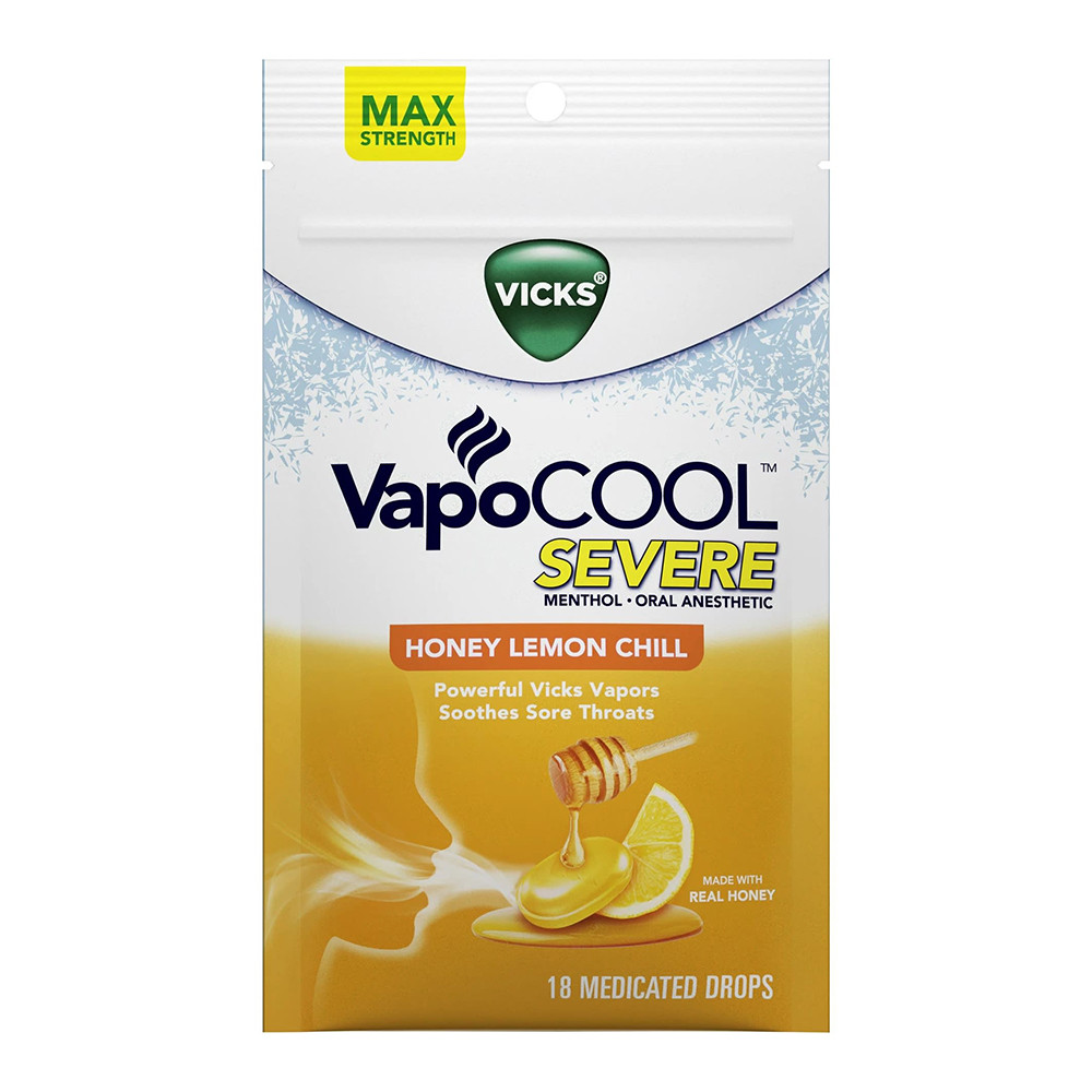 Vicks Vapocool Honey Lemon Chill Lozenges, 18 Ea