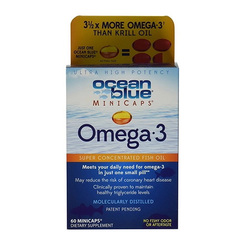 Ocean Blue Omega 3 Mini Caps, Dietary Supplement, 60 Ea