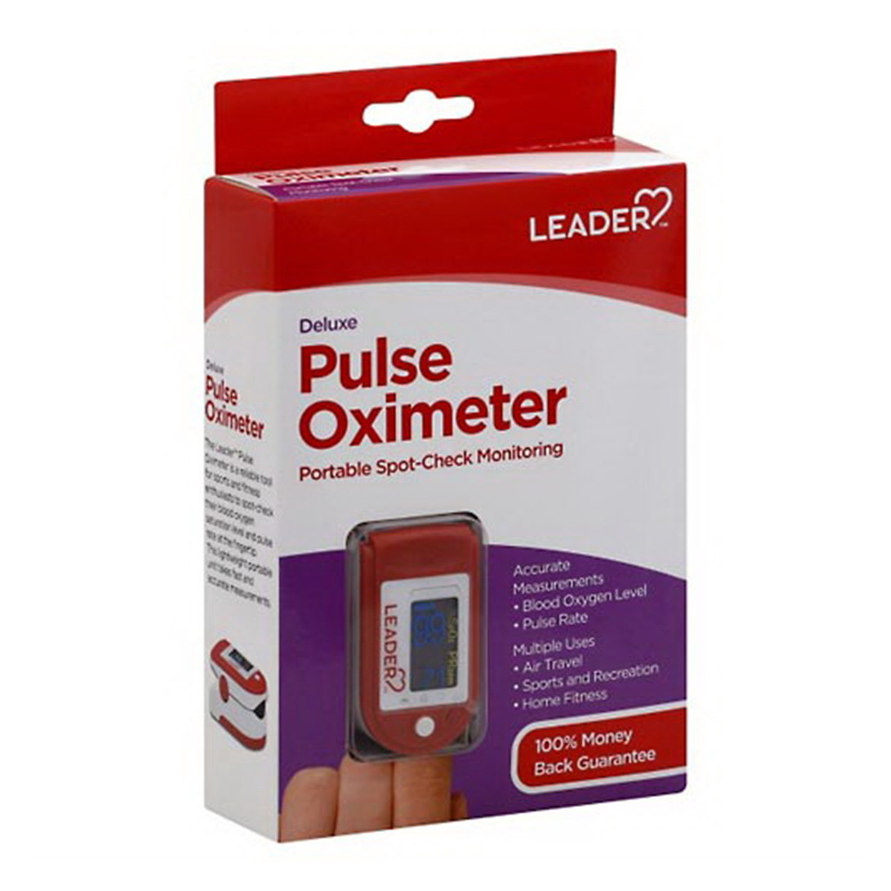 Leader Pulse Oximeter, Deluxe, 1 Ea
