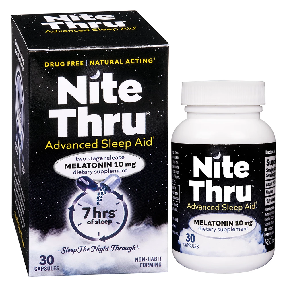 Nitethru Advanced Sleep Aid Melatonin Dietary Supplement Capsules, 30 Ea