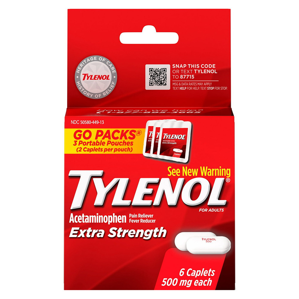 Tylenol Extra Strength 500 Mg Acetaminophen Caplets, 60 Ea