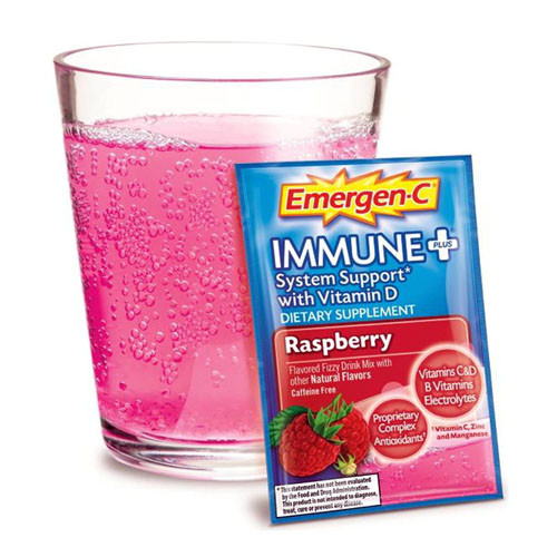 EmergenC Immune Plus System Support Drink Mix, Raspberry 30 Packets