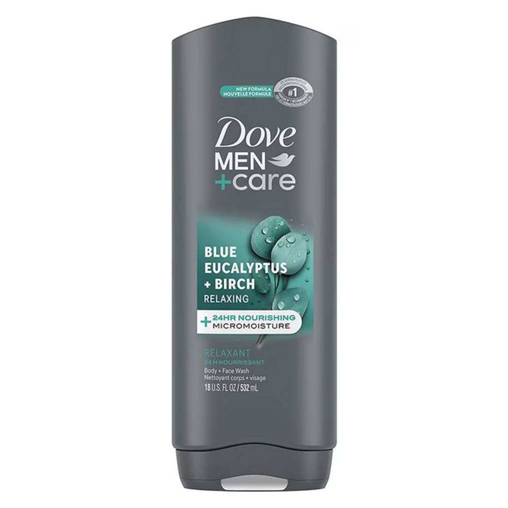 Dove Men Plus Care Body and Face Wash Blue Eucalyptus Plus Birch, 18 Oz
