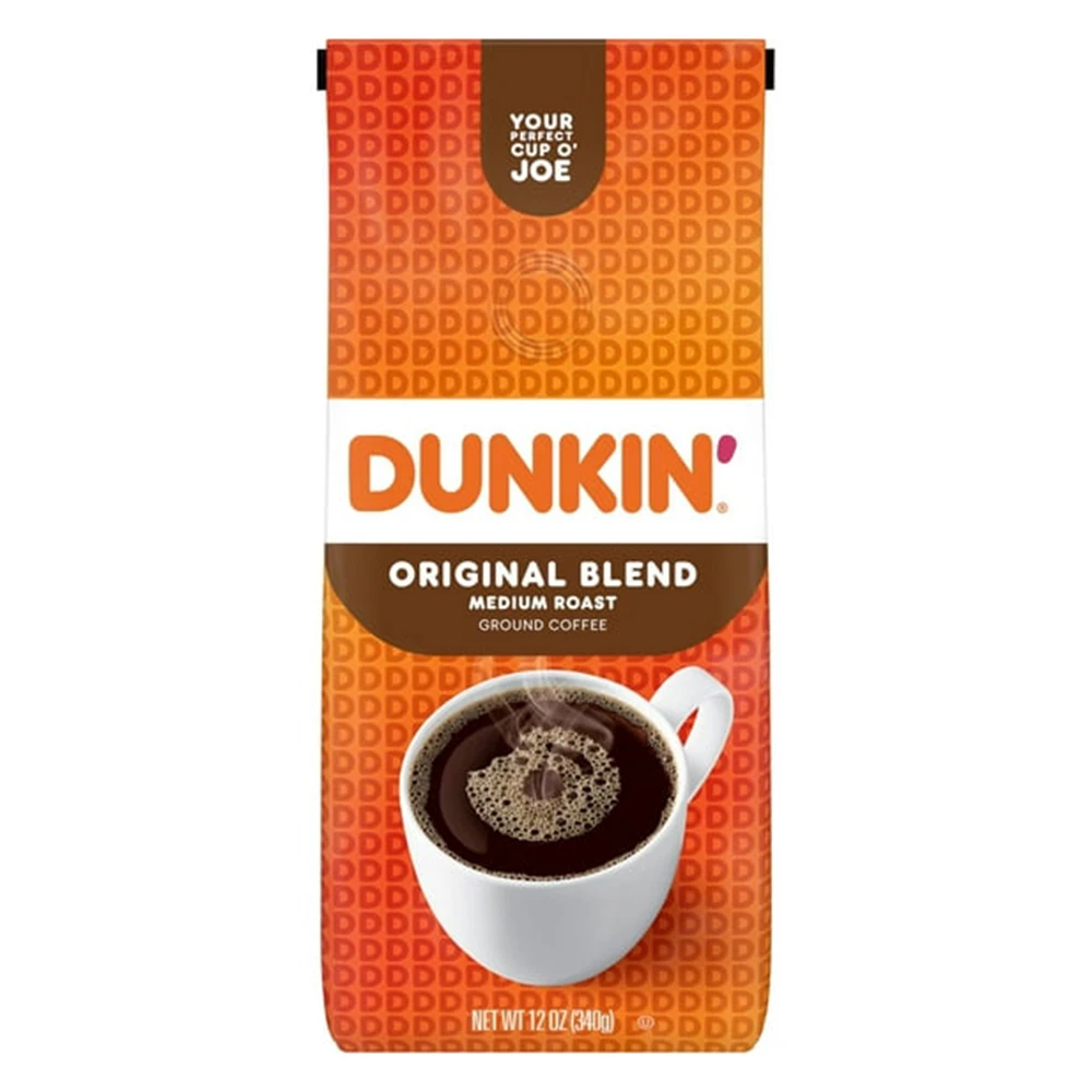 Dunkin Donuts Original Blend Medium Roast Ground Coffee for Classic Smooth Taste 12Oz (340g)