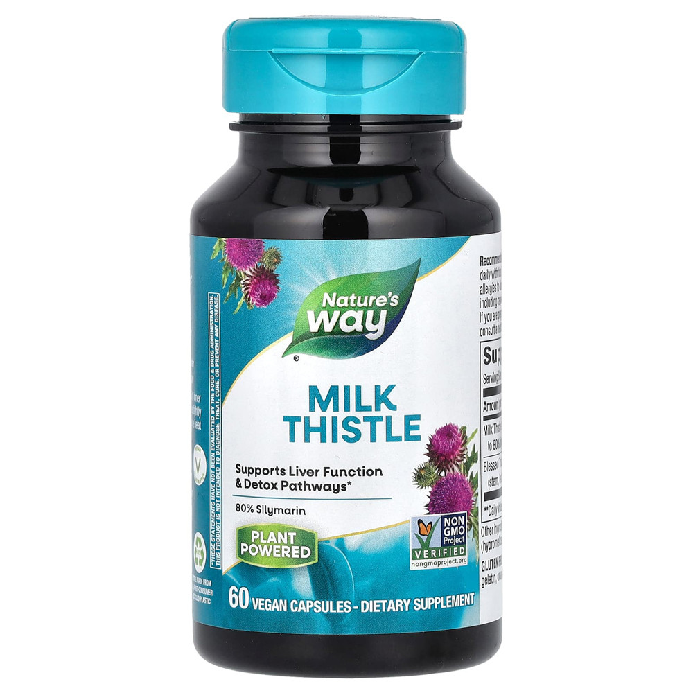 Natures Way Milk Thistle Standardized Vegetarian Capsules - 60 Ea