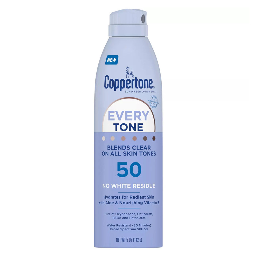 Coppertone Every Tone Sunscreen Blends Clear SPF 50 with Aloe No White Residue 5Oz (142g)