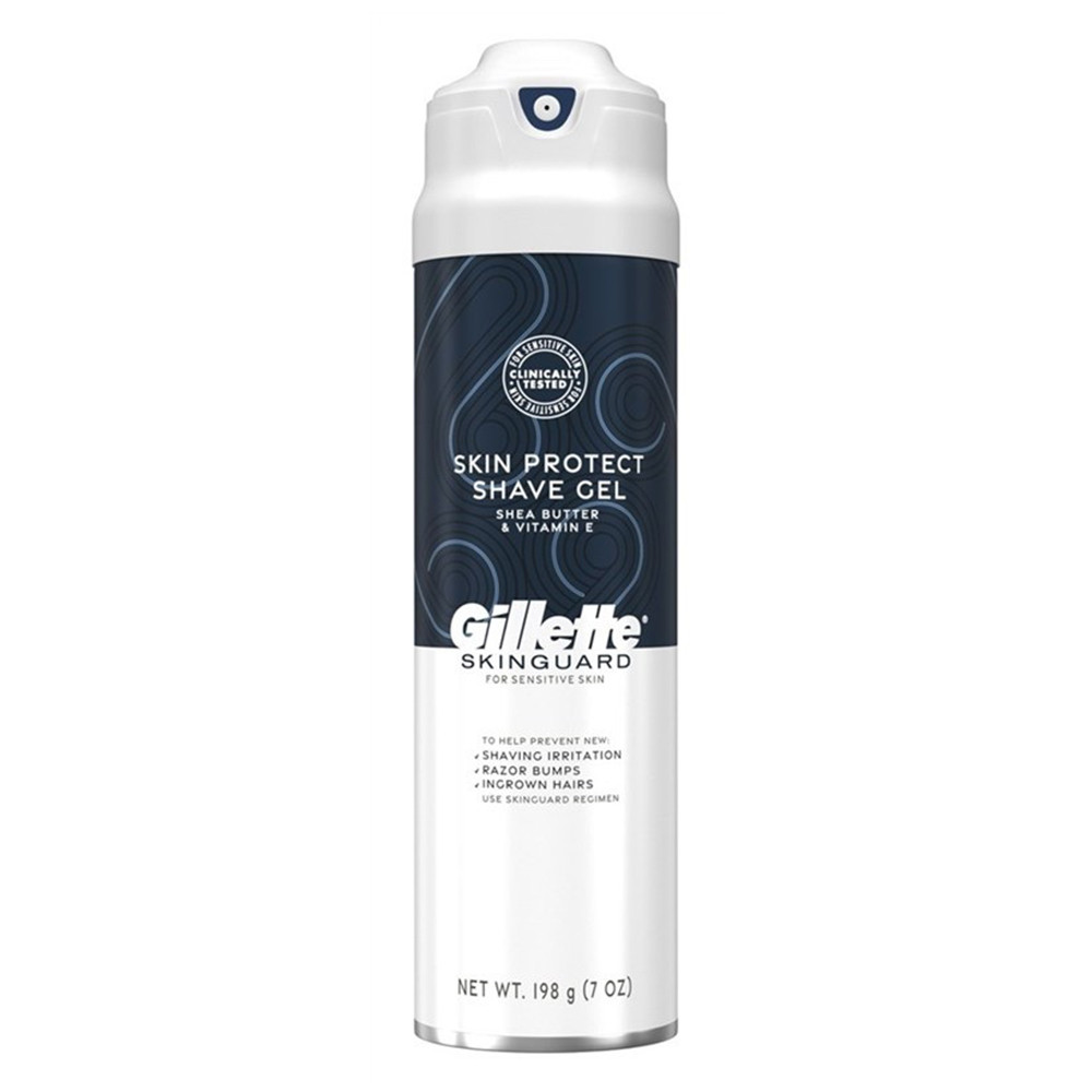 Gillette Mens Skinguard Shave Gel with Shea Butter and Vitamin E for Sensitive Skin Prevent Shaving Irritation 7Oz (198g)