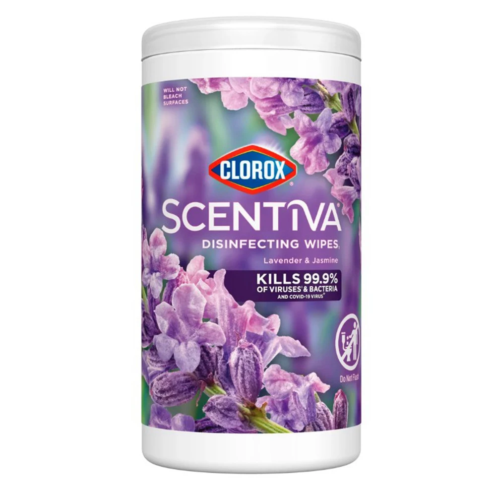Clorox Scentiva Disinfecting Wipes Lavender and Jasmine for Surface Disinfection 75Ea
