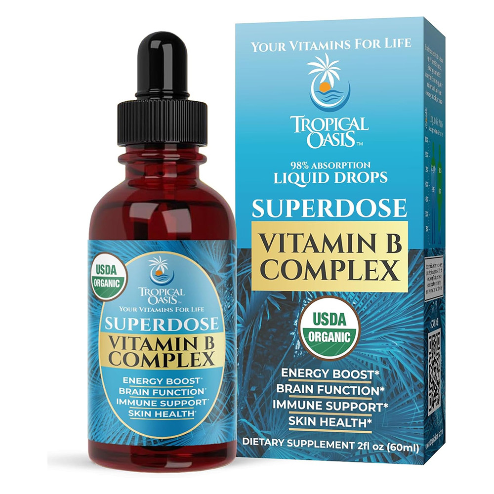 Tropical Oasis Organic Liquid Drops Super Dose Vitamin B Complex Drops ...