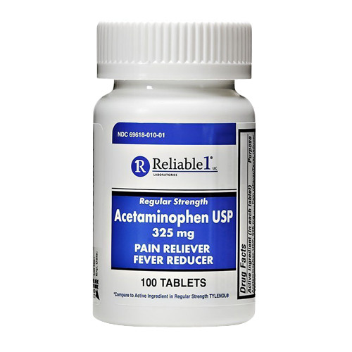 Reliable 1 Regular Strength Acetaminophen USP Tablets 325 mg, 100 ea