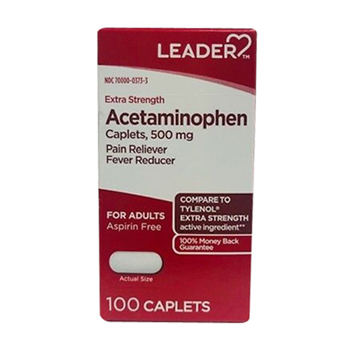 Leader Extra Strength Acetaminophen 500 Mg Caplets, 100 Ea