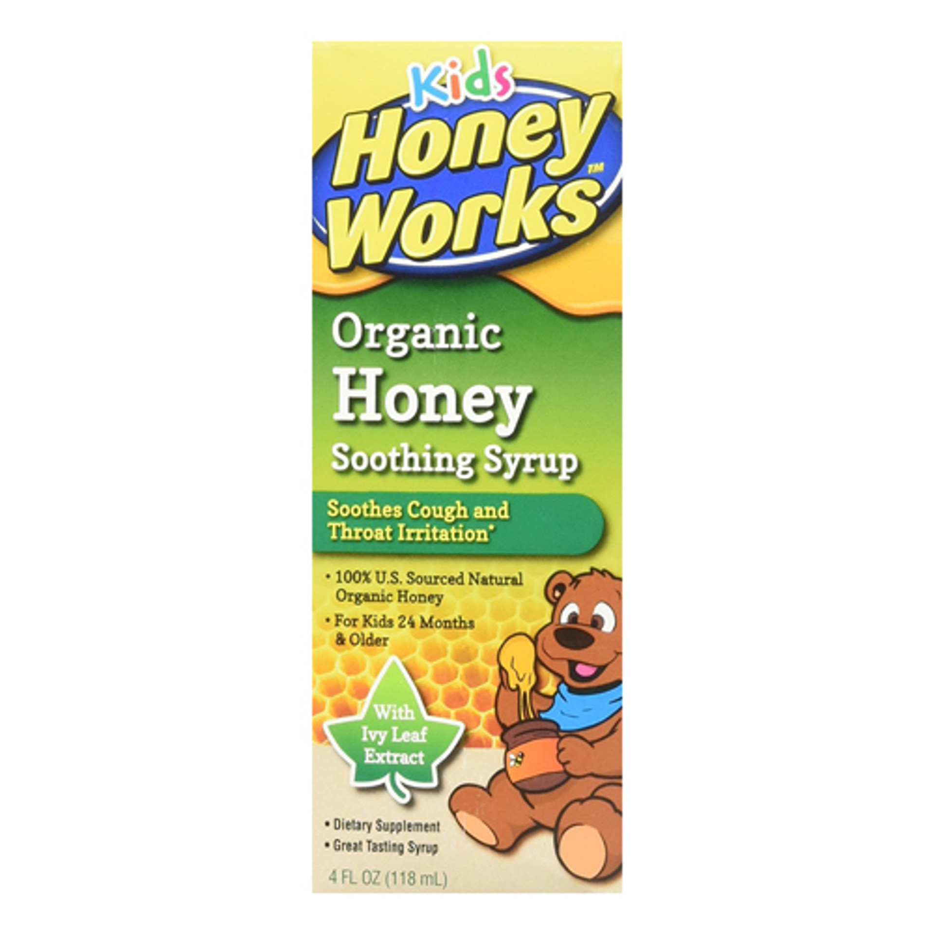 Honey Works Kids Organic Honey Soothing Cough And Throat Irritation Syrup With Ivy Leaf Extract