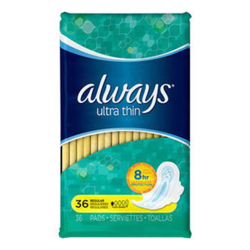 Always Ultra Thin Maxi Pads With FlexiWings, Regular 36 Ea, 6 Pack