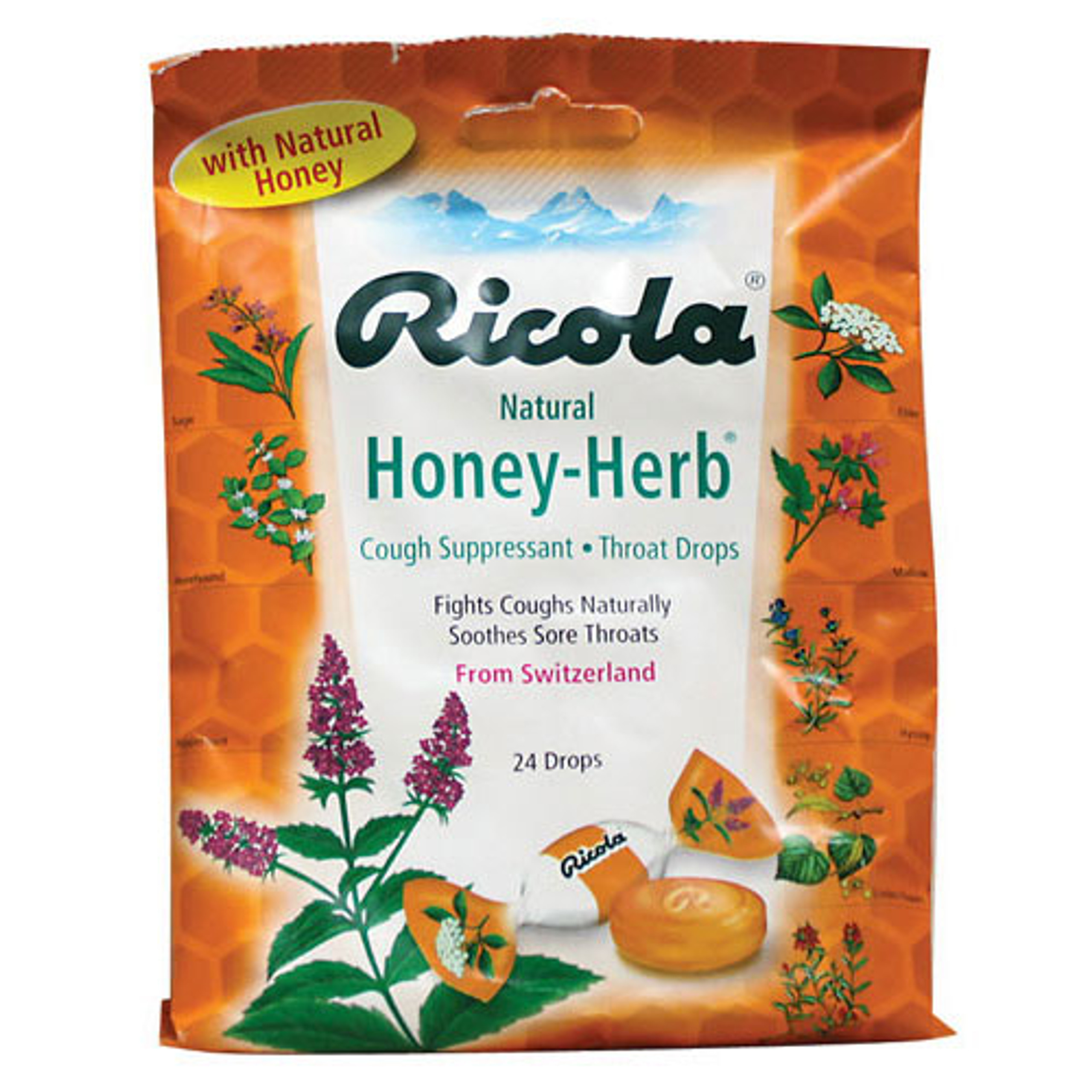 Ricola Natural Honey Herb Cough Suppressant And Throat Drops 24 Ea