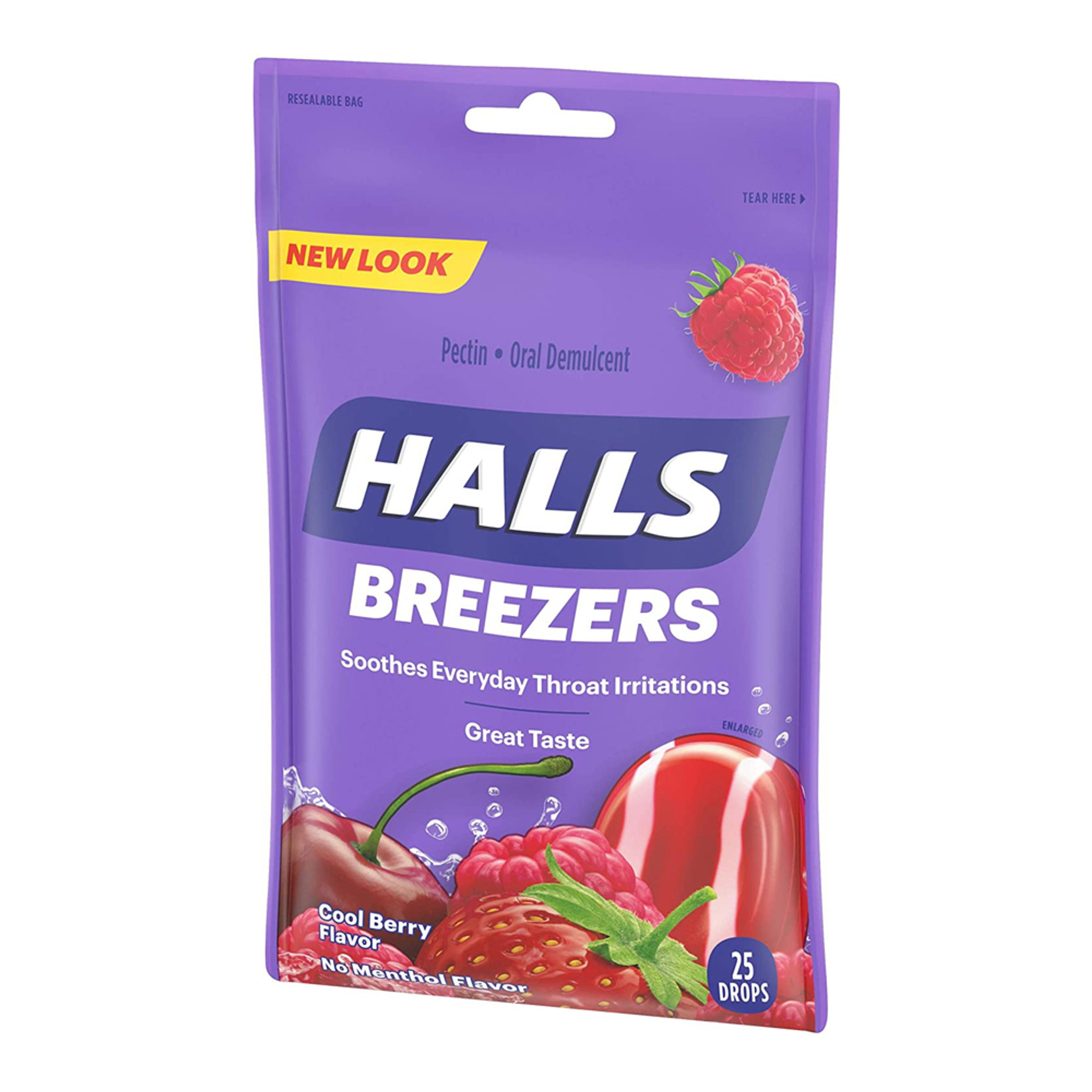 Halls Breezers Soothes Thoat Irritation, Cool Berry Flavor Drops, 25 Ea