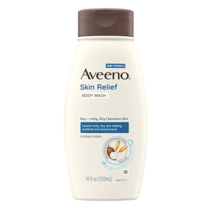 Aveeno Skin Relief Body Wash with Coconut Scent for Soothing and Moisturizing Dry Itchy Skin 18Oz (532ml)