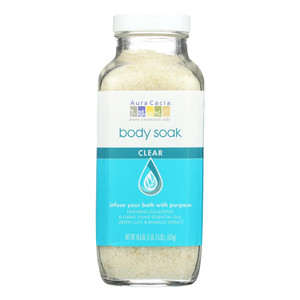 Aura Cacia Body Soak Clear Eucalyptus and Ylang Infused Aromatherapy Bath for Clarity 18.5Oz (524g)