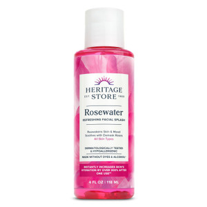 Heritage Store Rosewater Refreshing Facial Splash Hydrating and Soothing Toner 4Oz (118ml)