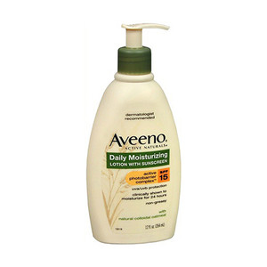 Aveeno Daily Moisturizing Body Lotion with Sunscreen  SPF 15 for Everyday Hydration and Sun Protection 12Oz (354ml)