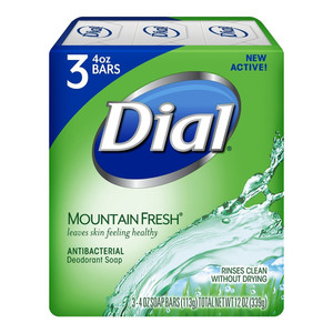 Dial Refresh and Renew Antibacterial Deodorant Soap Mountain Fresh Bar Antibacterial Cleansing Formula 3Ea