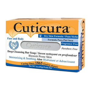 Cuticura Dry Skin Formula Antibacterial Bar Soap for Face and Body 3Oz (85g)