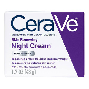Cerave Skin Renewing Night Cream Helps Soften and Renew Protective Skin Barrier for All Skin Types 1.7Oz (48g)