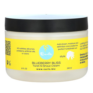 Curls Blueberry Bliss Twist N Shout Hair Cream for Curl Definition Moisture and Frizz Control 8Oz (240ml)