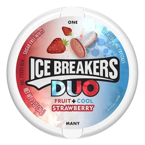 Ice Breakers Duo Fruit and Cool Sugar Free Mints Strawberry Flavor 1.3Oz (36g) 8Ea
