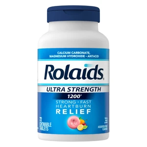 Rolaids Ultra Strength Antacid Assorted Fruit Chewable Tablets Relieves Heartburn 72Ea
