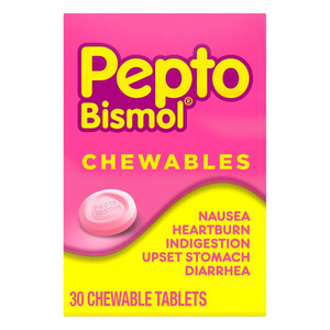 Pepto Bismol 5 Symptom Stomach Relief Chewable Tablets Relieve Heartburn 30Ea