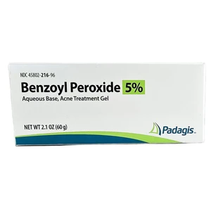 Padagis Benzoyl Peroxide 5 Percent Acne Treatment Gel Tube 2.1Oz (60g)