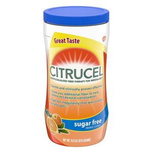 Citrucel Methylcellulose Fiber Therapy for Irregularity Laxative Powder Sugar Free Orange Flavor 16.9Oz (479g)