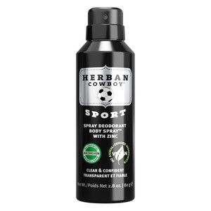 Herban Cowboy Sport Body Spray Deodorant for Men 2.8Oz (80g)