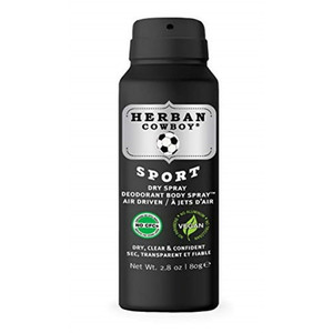 Herban Cowboy Maximum Protection Dry Spray Deodorant Body Spray, Sport, 2.8 Oz