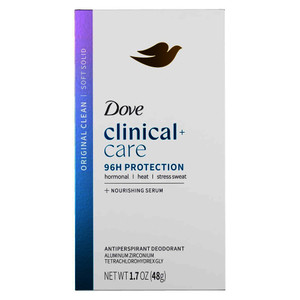 Dove Clinical Protection Antiperspirant Deodorant Original Clean Soft Solid with Extra Effective Sweat Protection 1.7Oz (48g)