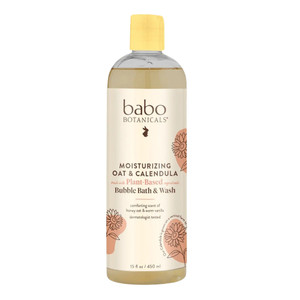 Babo Botanicals Moisturizing Oat and Calendula Plant Based Ingredients Bubble Bath Comforts Moisturizes and Soothes Sensitive Skin 15Oz (450ml)