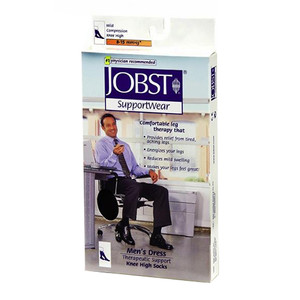 Jobst Supportwear Mens Light Weight Dress Socks, Knee High 8-15 Mmhg Compression, White Color, Size: Medium - 1 Piece
