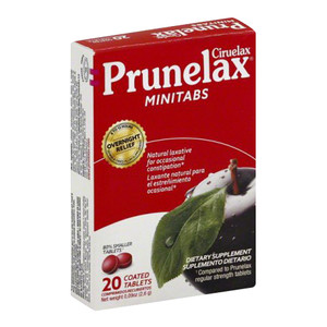 Prunelax Ciruelax Minitabs Natural Laxative, Coated Tablets, 20 Ea