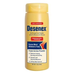 Desenex Athletes Antifungal Foot Triple Action Powder Cures Most Athletes Foot Relieves Itching Burning and Scaling 1.5Oz (43g)