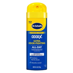 Dr Scholls  Ultra Odor Fighting Powder Spray Destroyers Foot Deodorant Spray Absorbs Sweat Freshens Feet and Shoes 4.7Oz (133g)