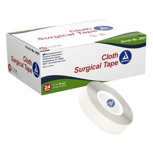 Dynarex Cloth Surgical Tape Roll 0.5 In X 10 Yds for Securing Medical Dressings 1Ea, Pack of 24