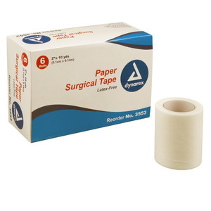 Dynarex Paper Surgical Tape Rolls 2 In X 10 Yds for Securing Dressings 6Ea