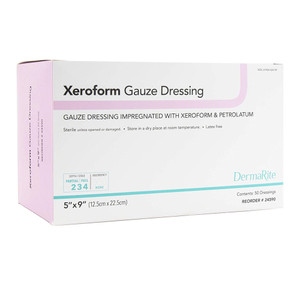 Impregnated Dressing 5 X 9" Gauze Xeroform / Petrolatum by DermaRite, 50 Ea Impregnated Dressing 5 X 9" Gauze Xeroform / Petrolatum by DermaRite, 50 Ea