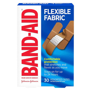 Band Aid Flexible Fabric Adhesive Bandages Comfortable Protection Assorted Sizes 30Ea