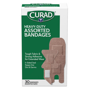 Curad Heavy Duty Bandages Assorted Sizes for Tough Long Lasting Protection of Minor Cuts and Scrapes 30Ea