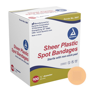 Sterile Sheer Plastic Spot Bandages 100Ea