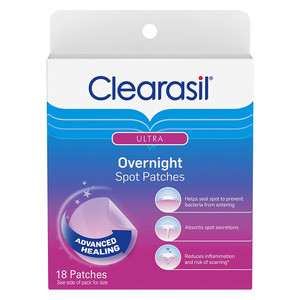 Clearasil Ultra Overnight Acne Spot Patches Fast Acting Acne Relief Formula 18Ea