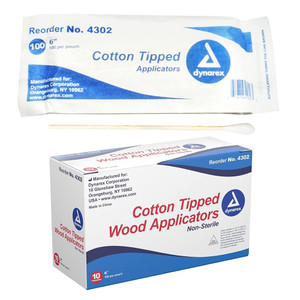 Dynarex Cotton Tipped Wood Applicators 6 Inch Non Sterile 1000Ea