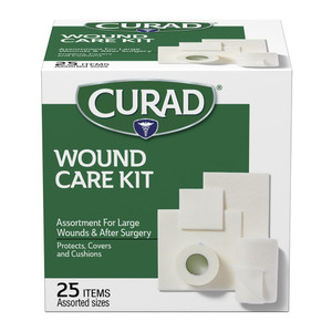 Curad Wound Care Kit Assorted Sizes for Protecting and Covering Larger Wounds 25Ea